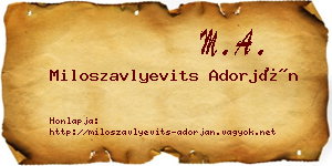 Miloszavlyevits Adorján névjegykártya